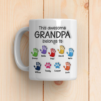 This Awesome Dad Grandpa Belongs To - Personalized Custom 3D Inflated Mug