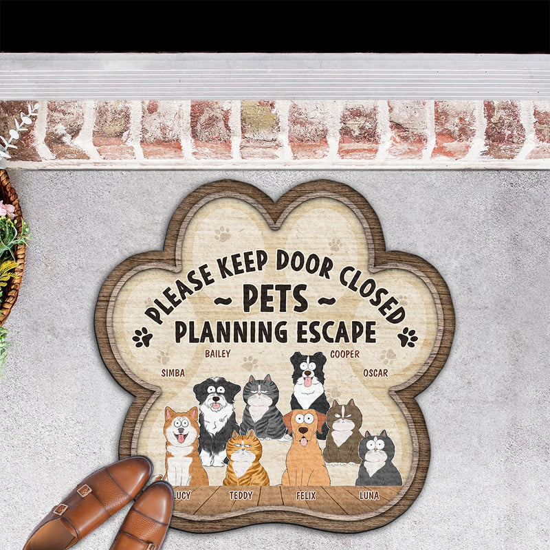 Pets Planning Escape - Personalized Custom Doormat