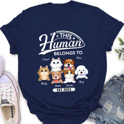 Human Belongs To Pet - Personalized Custom Women's T-shirt