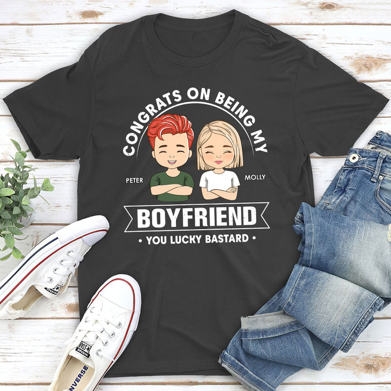 Lucky To Be My Husband - Personalized Custom Premium T-shirt