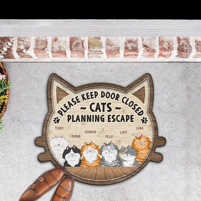 Cats Planning Escape - Personalized Custom Doormat