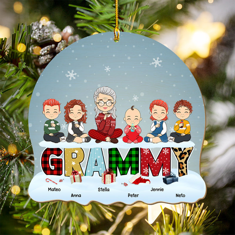 Lovely Grandma Grandkid - Personalized Custom 1-layered Wood Ornament