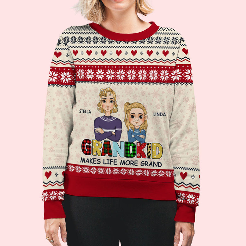 Grandkids Make Life Grand - Personalized Custom All-Over-Print Sweatshirt