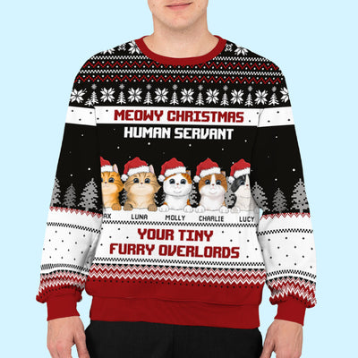 Meowy Christmas Human Servant - Personalized Custom All-Over-Print Sweatshirt