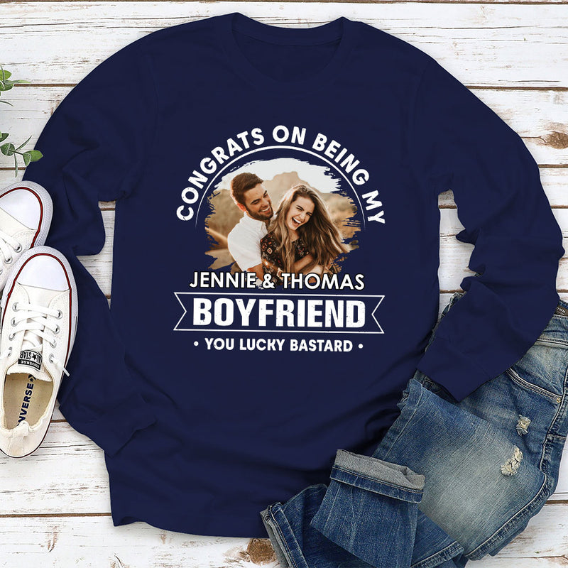 Lucky To Be My Husband - Personalized Custom Long Sleeve T-shirt