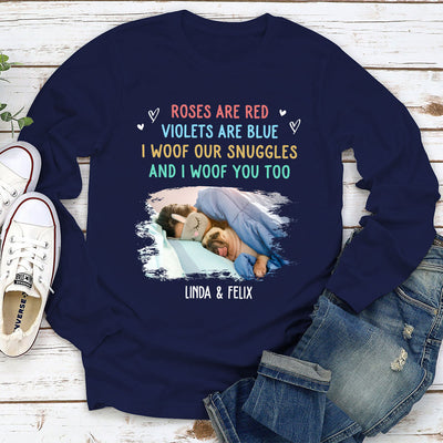 Woof Snuggles Photo - Personalized Custom Long Sleeve T-shirt