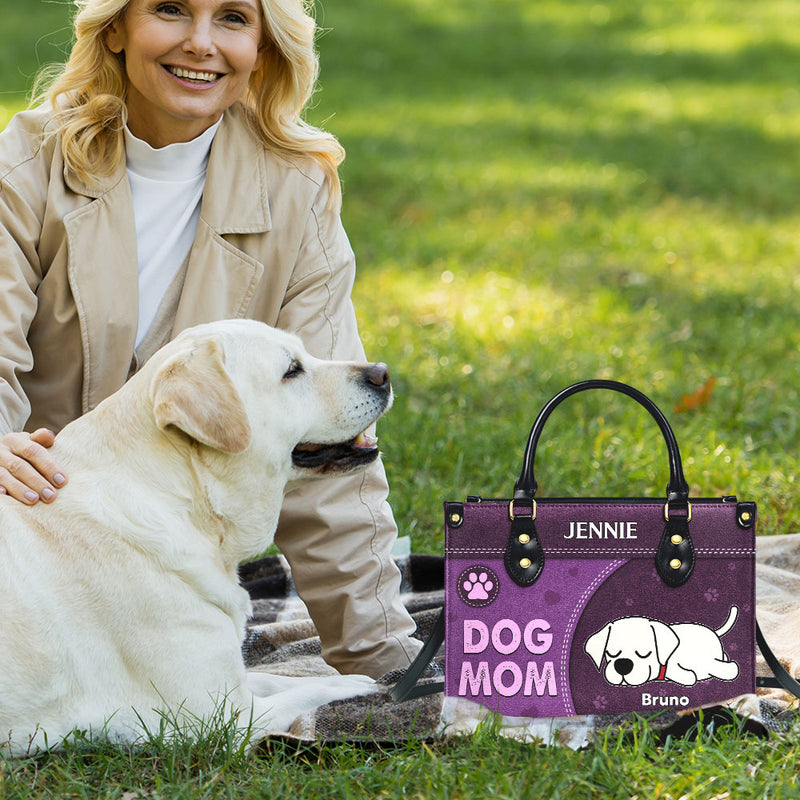 Happy Dog Mom - Personalized Custom Leather Bag
