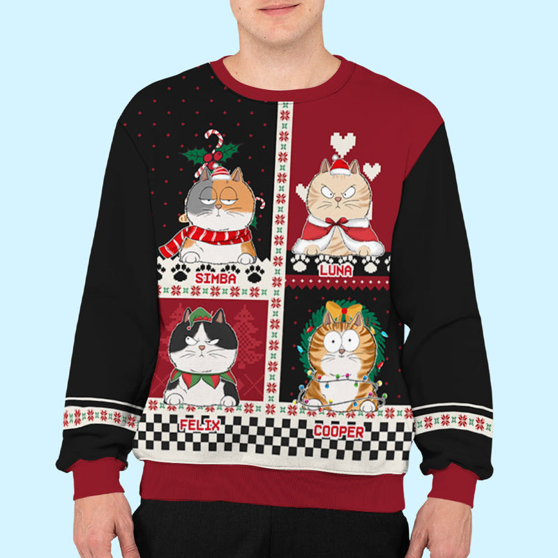 Cute Cats Patchwork - Personalized Custom All-Over-Print Sweatshirt
