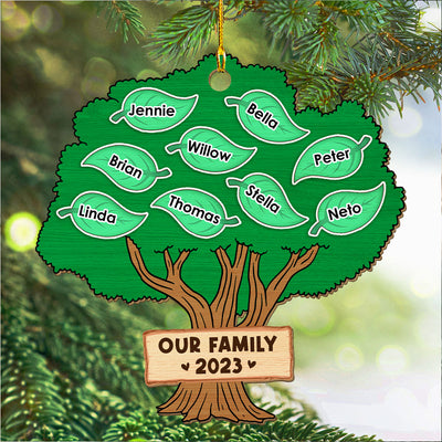 Family Tree 2023 - Personalized Custom 1-layered Wood Ornament