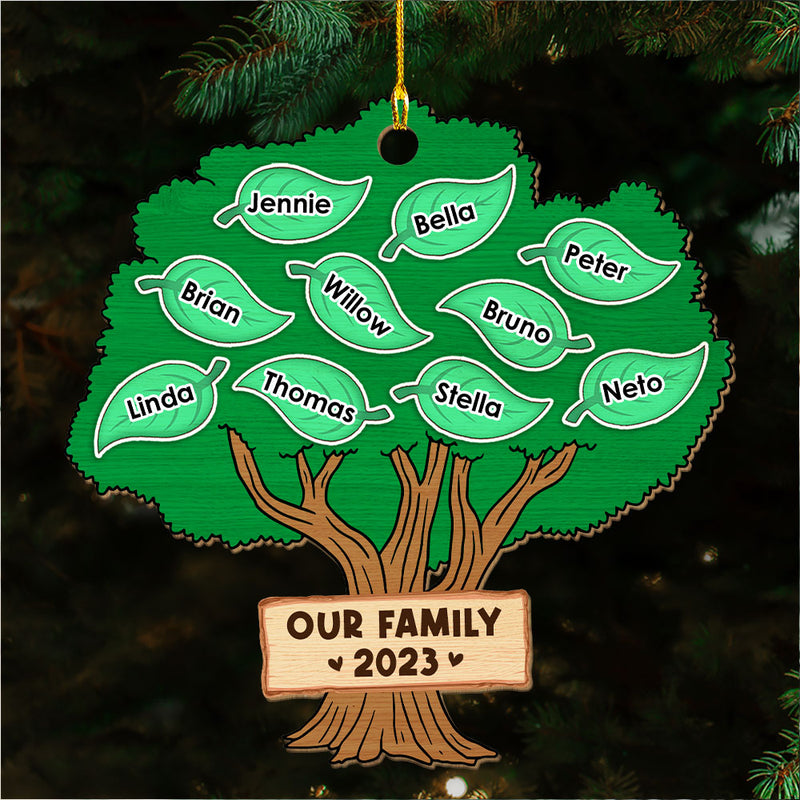 Family Tree 2023 - Personalized Custom 1-layered Wood Ornament