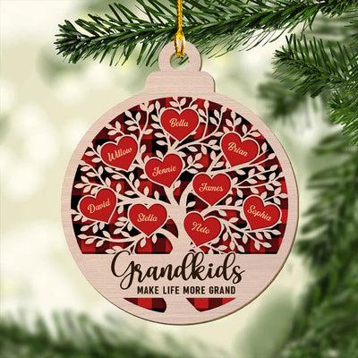 Grandkids Make Life More Grand - Personalized Custom 1-layered Wood Ornament