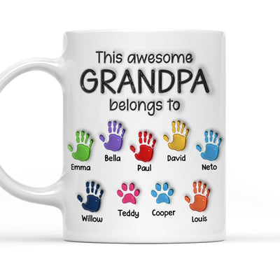 This Awesome Grandpa Belongs To - Personalized Custom 3D Inflated Effect Mug - Father's Day, Gift For Dad, Grandpa