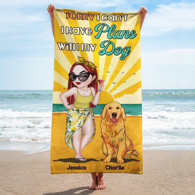 Plan With Dog - Personalized Custom Beach Towel