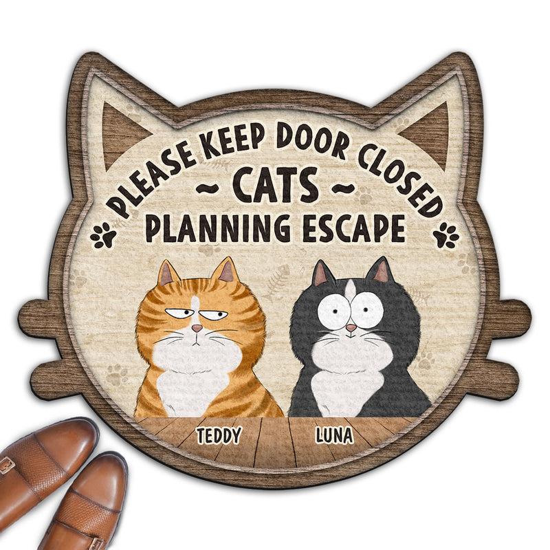 Cats Planning Escape - Personalized Custom Doormat