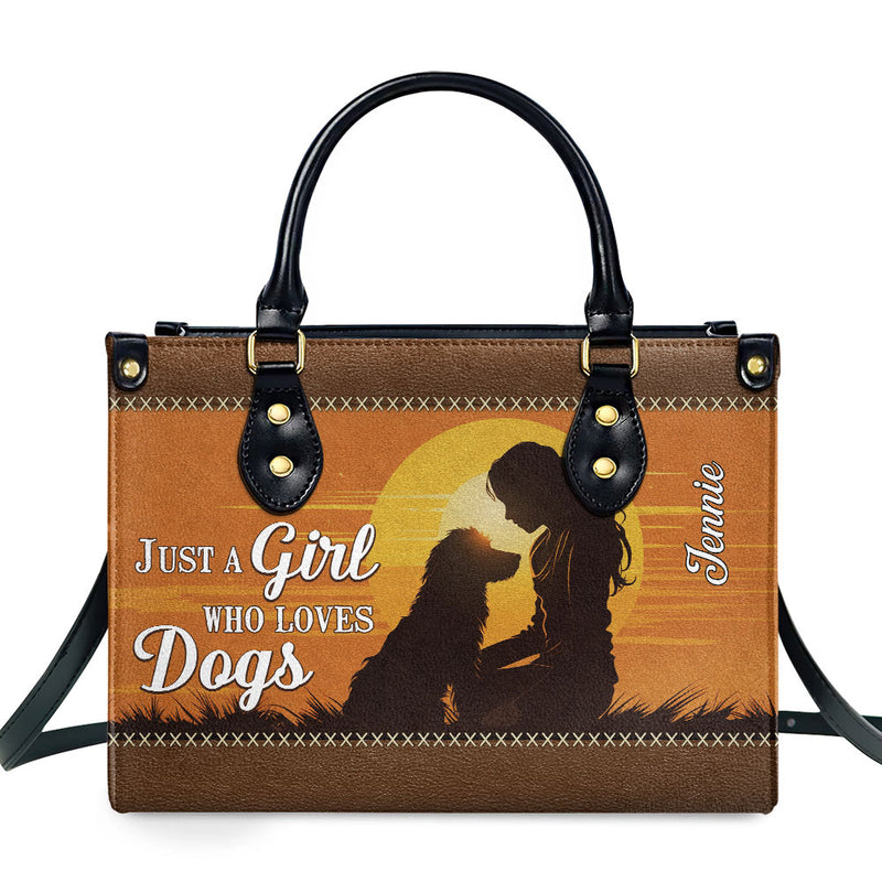 A Girl Who Loves Dogs - Personalized Custom Leather Bag