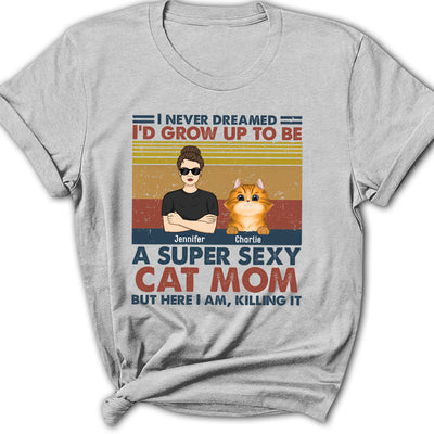 Sexy Cat Dad Mom - Personalized Custom Women's T-shirt