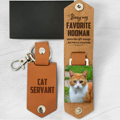 Favorite Hooman - Personalized Leather Photo Keychain