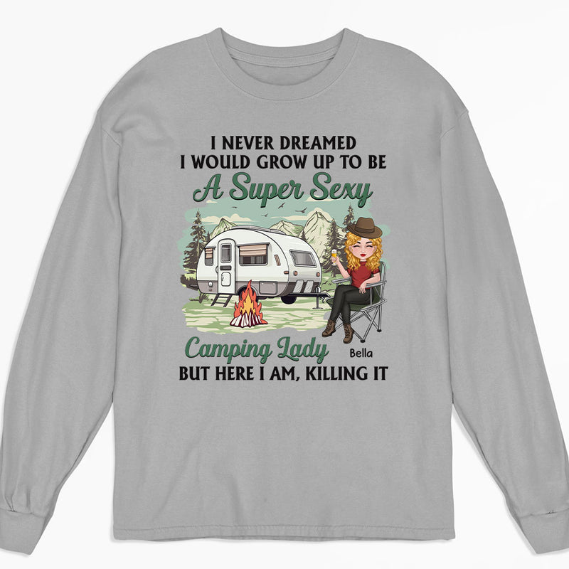 Camping Lady - Personalized Custom Long Sleeve T-shirt