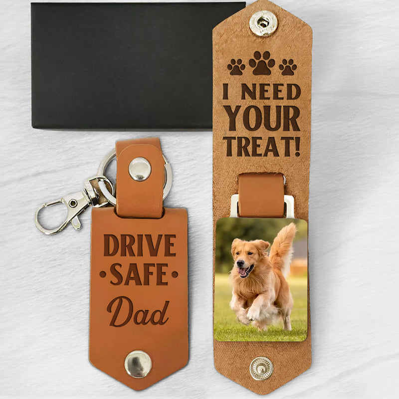 Need Your Treat - Personalized Leather Photo Keychain