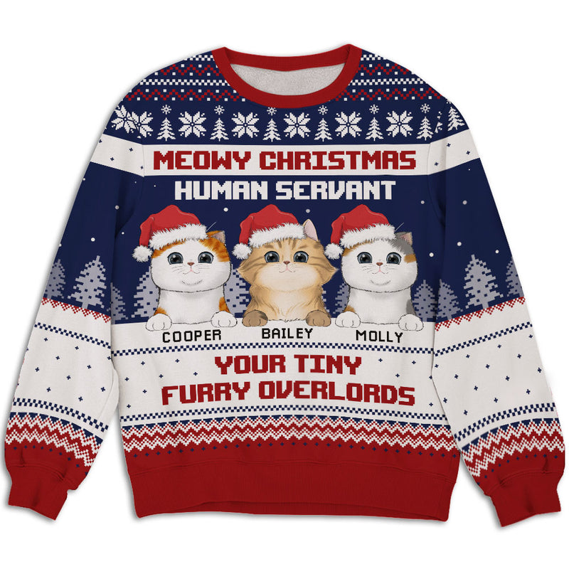 Meowy Christmas Human Servant - Personalized Custom All-Over-Print Sweatshirt