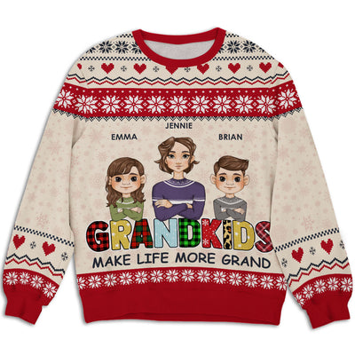 Grandkids Make Life Grand - Personalized Custom All-Over-Print Sweatshirt