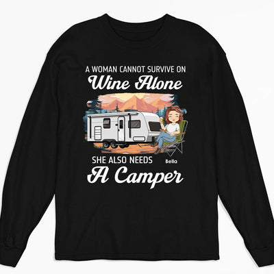 Wine Alone 2 - Personalized Custom Long Sleeve T-shirt