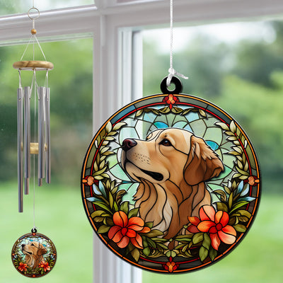 Portrait Lovely Dog - Personalized Custom Suncatcher Wind Chime