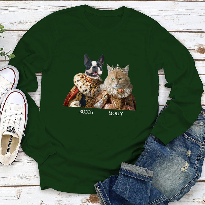 Custom Royal Pet Portrait - Personalized Custom Long Sleeve T-shirt