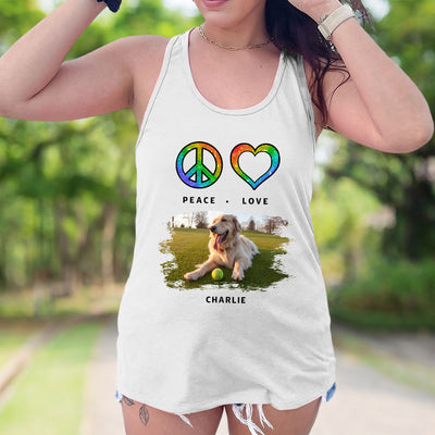 Peace Love Pet Pattern - Personalized Custom Women's Tank