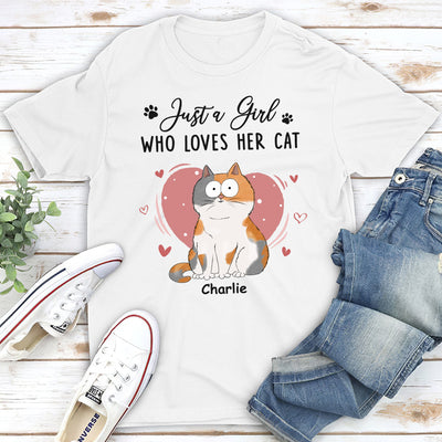 A Girl Loves Cats - Personalized Custom Unisex T-shirt