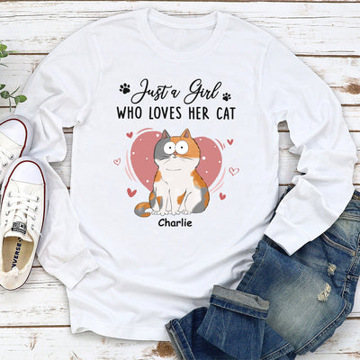 A Girl Loves Cats - Personalized Custom Long Sleeve T-shirt