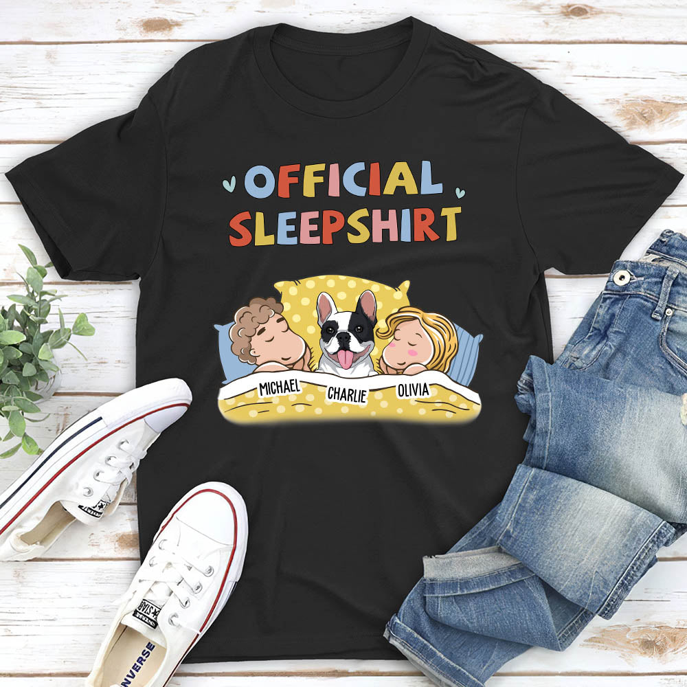 Sleeping Pet Sleepshirt Couple Personalized Custom Pet Lover Unisex T-shirt