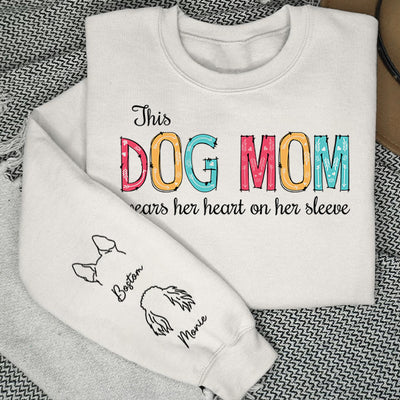 Dog Mom Dad Hearts On Sleeve - Personalized Custom Long Sleeve T-shirt