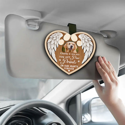 You Left Paw Prints On Our Hearts Forever - Personalized Custom Car Visor Clip