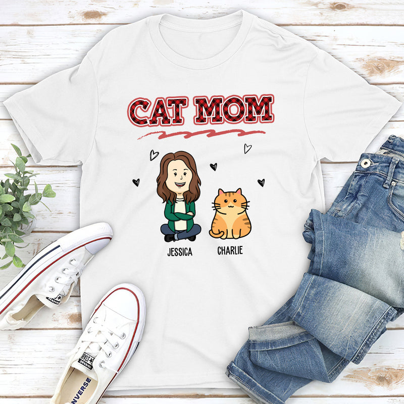 Cat Mom Red - Personalized Custom Unisex T-shirt