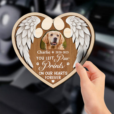 You Left Paw Prints On Our Hearts Forever - Personalized Custom Car Visor Clip