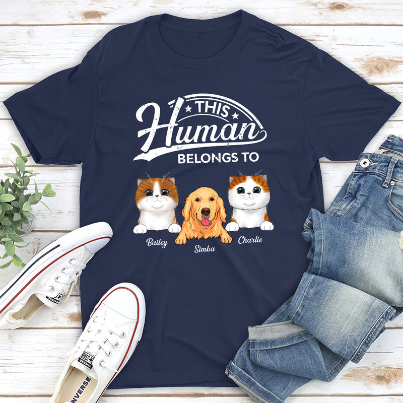 Human Belongs To Pet - Personalized Custom Premium T-shirt