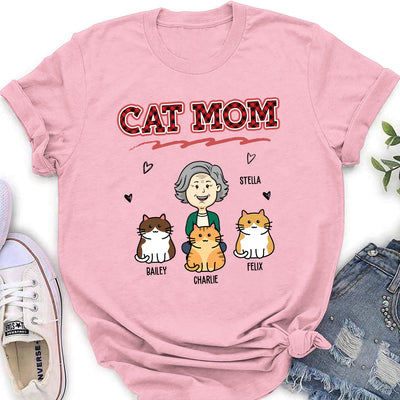 Cat Mom Red - Personalized Custom Women's T-shirt