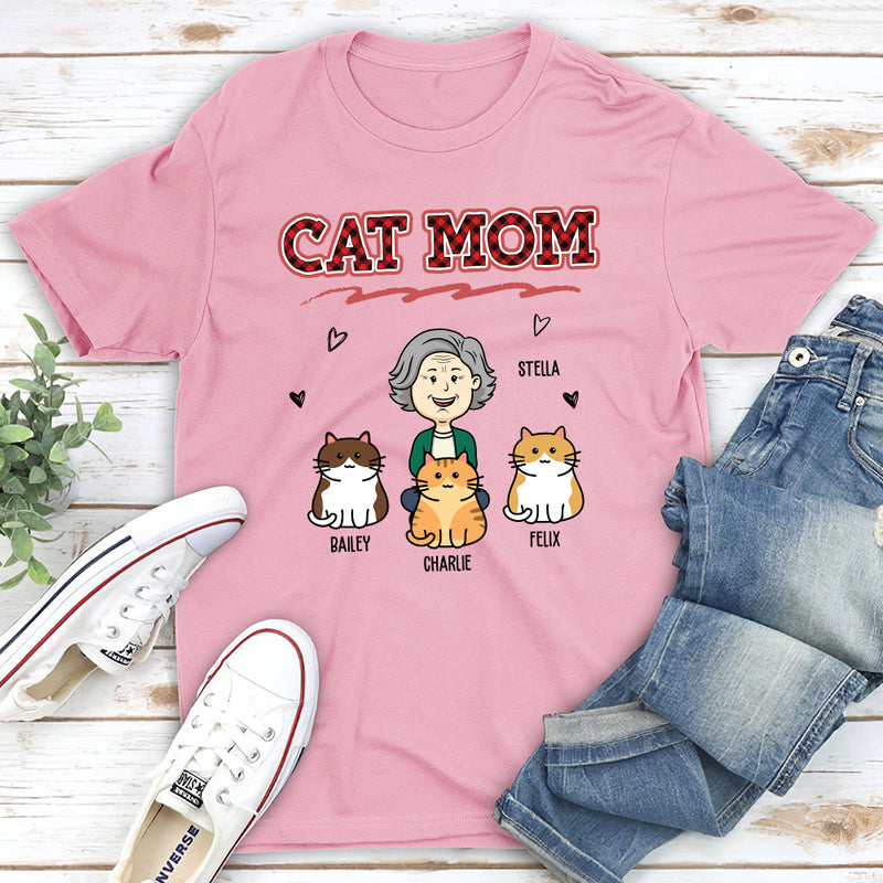 Cat Mom Red - Personalized Custom Unisex T-shirt