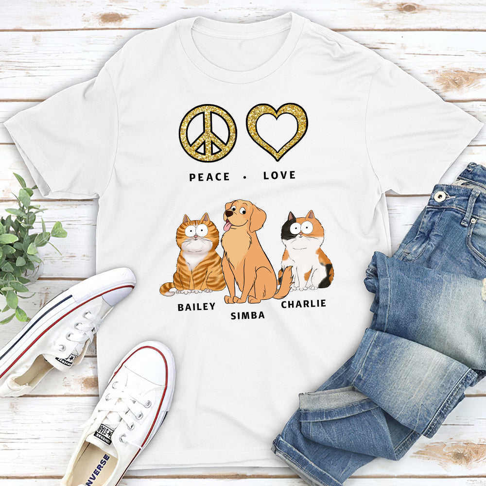 Peace Love Pet Funny - Personalized Custom Unisex T-shirt
