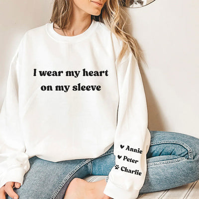 Hearts On Sleeve - Personalized Custom Long Sleeve T-shirt