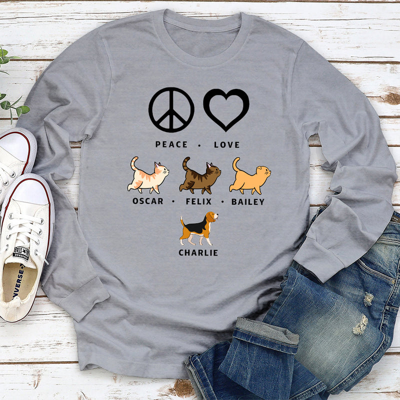 Peace Love Pet Pattern - Personalized Custom Long Sleeve T-shirt