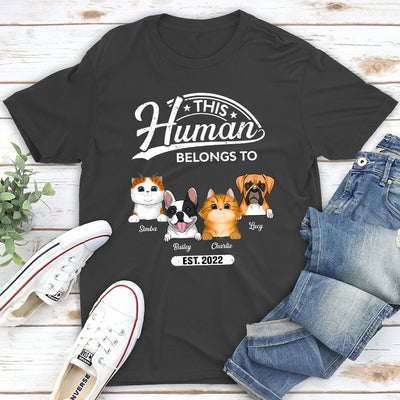 Human Belongs To Pet - Personalized Custom Premium T-shirt