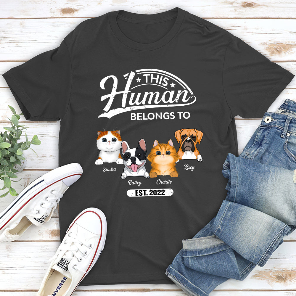 Human Belongs To Pet - Personalized Custom Unisex T-shirt