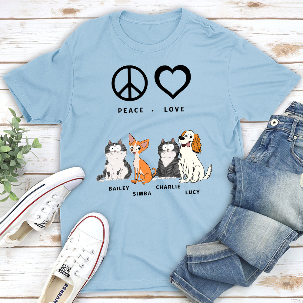 Peace Love Pet Funny - Personalized Custom Unisex T-shirt