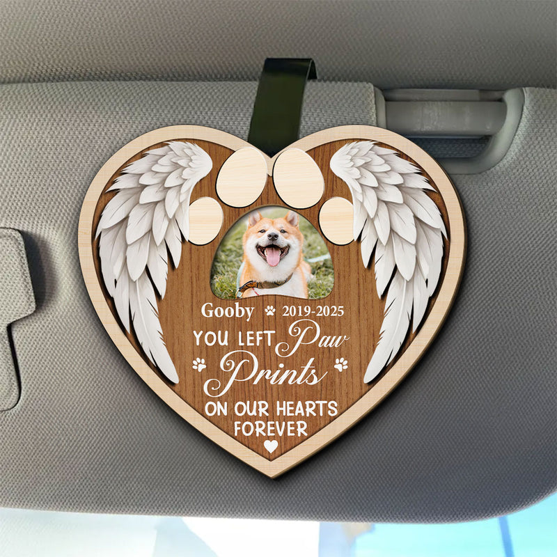You Left Paw Prints On Our Hearts Forever - Personalized Custom Car Visor Clip