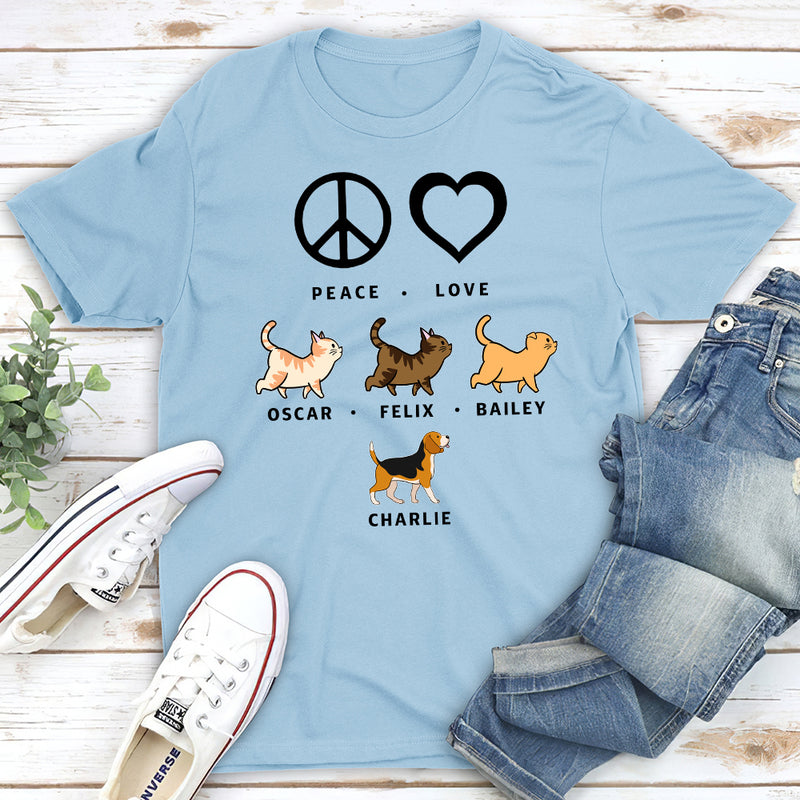 Peace Love Pet Pattern - Personalized Custom Unisex T-shirt