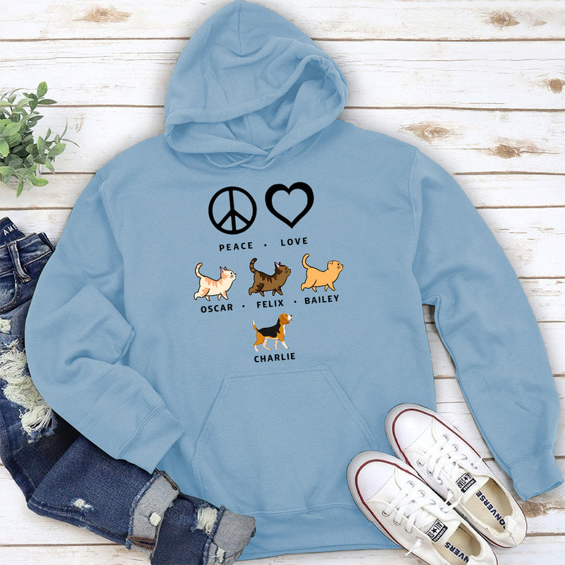 Peace Love Pet Pattern - Personalized Custom Hoodie