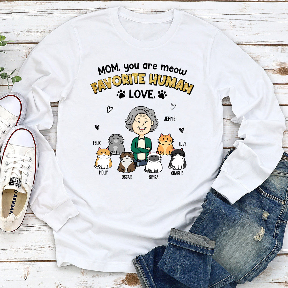 Cat Favorite Human - Personalized Custom Long Sleeve T-shirt