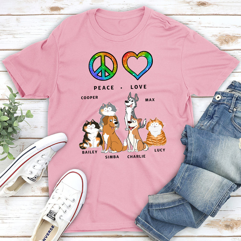 Peace Love Pet Funny - Personalized Custom Premium T-shirt